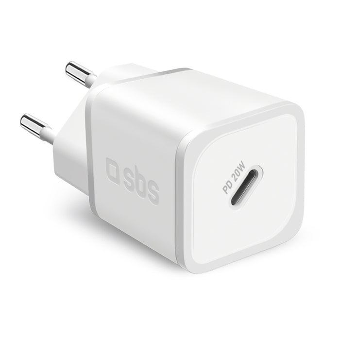 SBS TETRGAN1C20W 20W GaN Wall Charger with Power Delivery - White