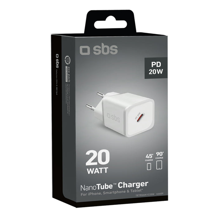 SBS TETRGAN1C20W 20W GaN Wall Charger with Power Delivery - White