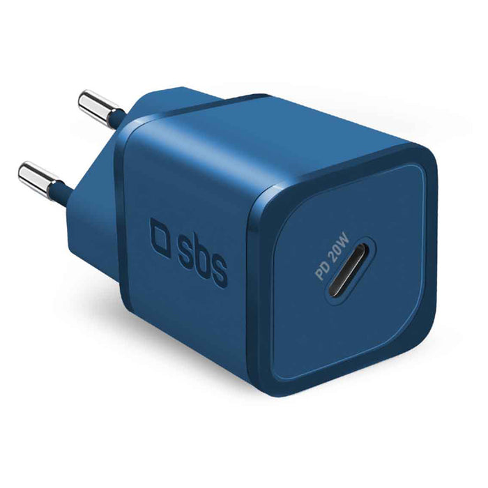 SBS TETRGAN1C20B 20W GaN Wall Charger with Power Delivery - Blue