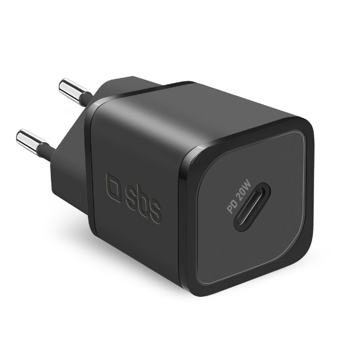 SBS TETRGAN1C20K 20W GaN USB-C Wall Charger with Power Delivery - Black