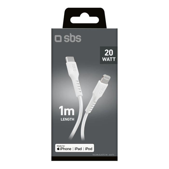 SBS TECABLELIGTC1W USB-C - Lightning Cable MFi Certified, 1m - White