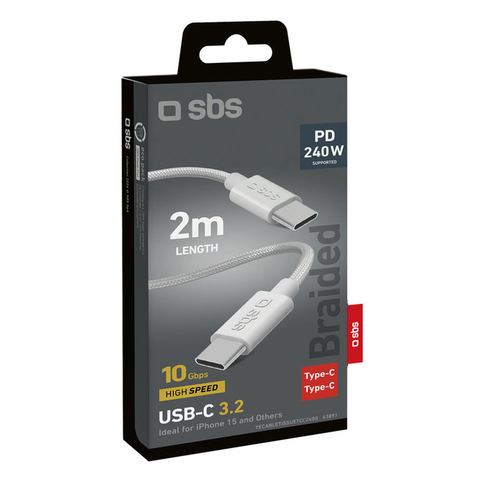 Cable SBS USB-C 3.2 240WPD 2M WH 63891