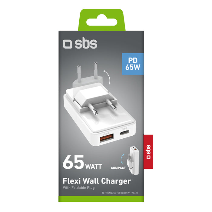 Laptop charger SBS FLEXI 65W PD USB-C+A 98497