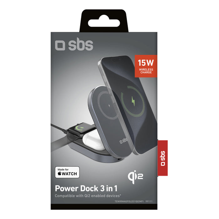 Foldable 3in1 wireless stand, QI2 and MFI