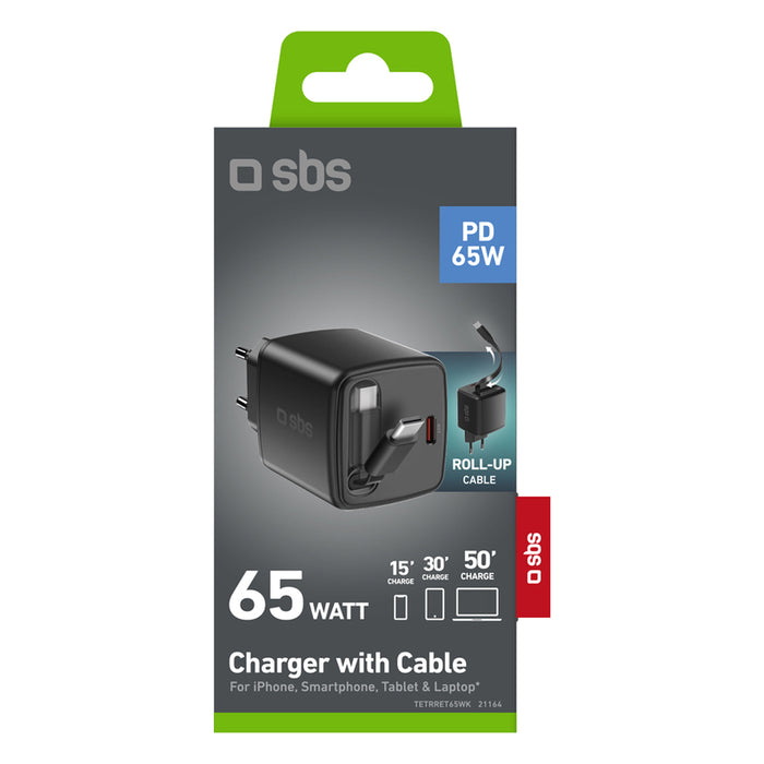 CHARGER 220V SBS 65W PD USB-C ROLL 21164 GSM, Tablet, Notebook