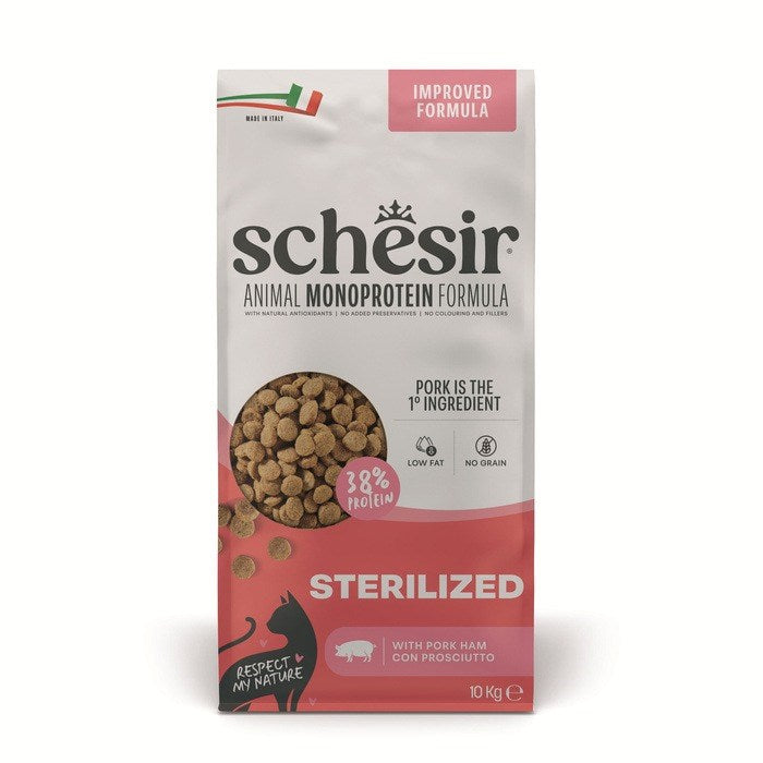 SCHESIR Animal Mono Protein Formula Sterilized pork ham – dry cat food – 10 kg