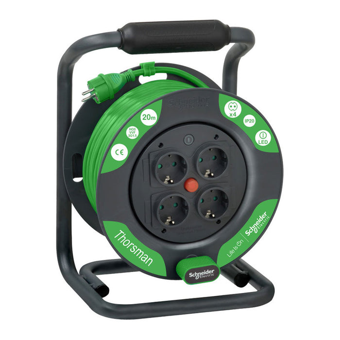 REEL EXTENSION 20M - G3X1.5MM2 - SCHNEIDER 4 SOCKETS WITH CHILD PROTECTION