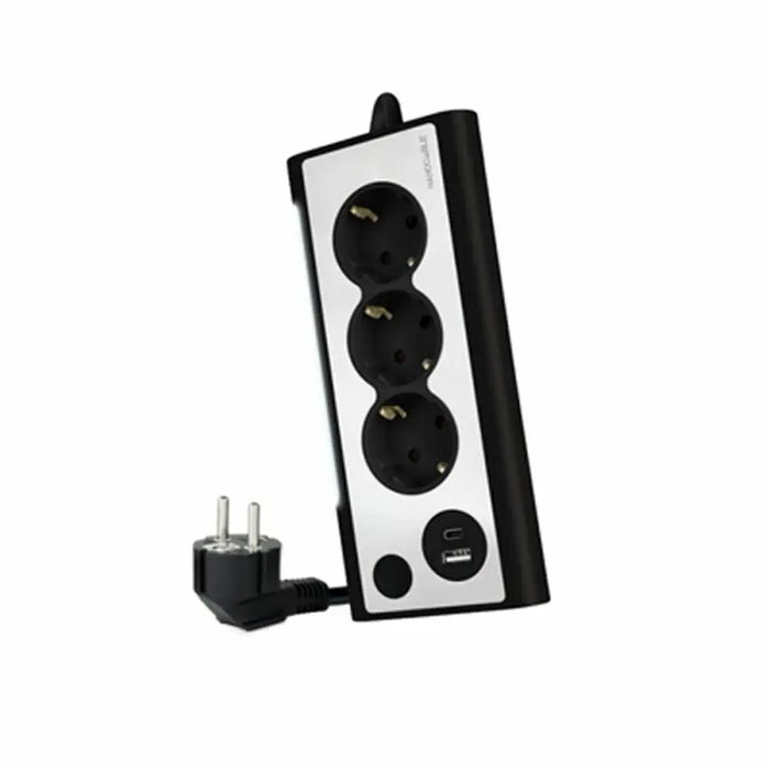 Schuko 3 Way Multi-socket Adapter NANOCABLE 10.37.0013-BK USB x 2 - Разклонители<<<Електроника Периферни и резервни