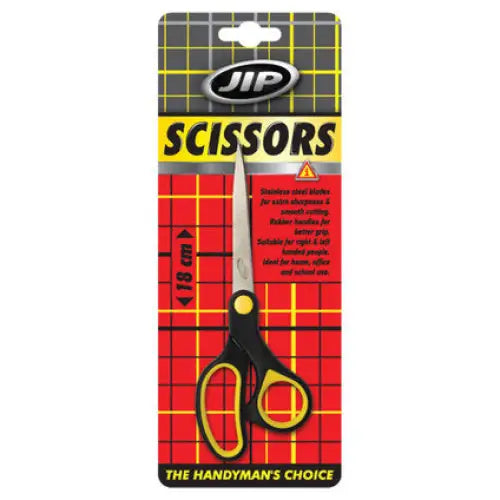 SCISSORS WITH RUBBER HANDLE 18 CM JIP S003030 - Аксесоари<<<Бояджийски инструменти и аксесоари<<<Подови и стенни