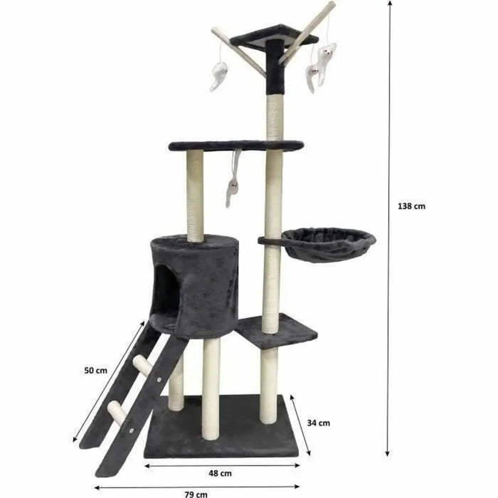 Scratching Post for Cats Jipsy Dark Grey Plush Wood (1 Unit) - Домашни Животни<<<Дом Градина<<<BigBuy&&&Здраве и