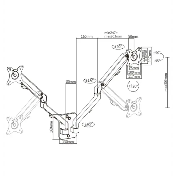 Screen Table Support GEMBIRD MA-WA2-01 17’’ 27’’ - Brackets for TVs / monitorsTVA-UCH<<<TV