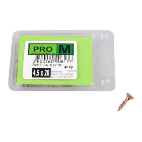 SCREW FOR WOOD 4.5X20 MM PRO M 40 PCS - Винтове<<<Винтове и болтови съединения<<<Инструменти и железария<<<Praktiker