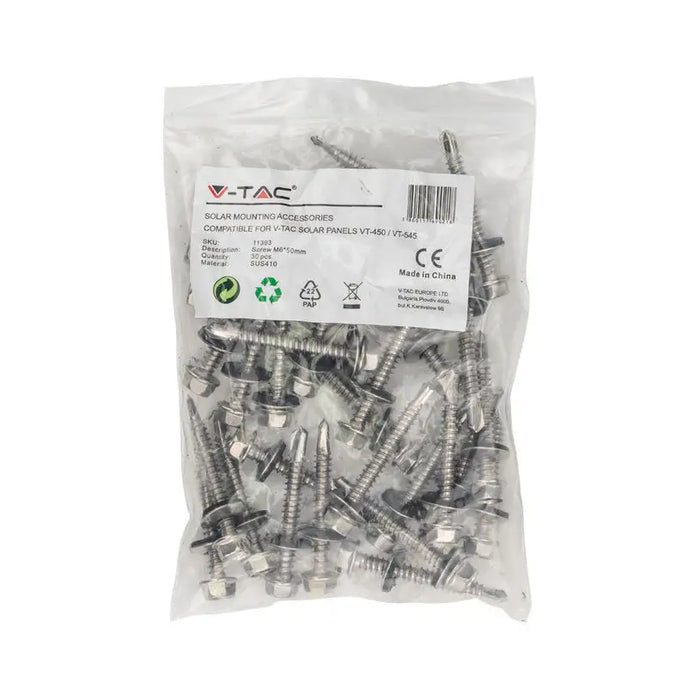 SCREW M6X50MM FOR PANEL 30 PCS V-TAC 11393 - Аксесоари<<<Соларни системи<<<Електроматериали<<<Praktiker