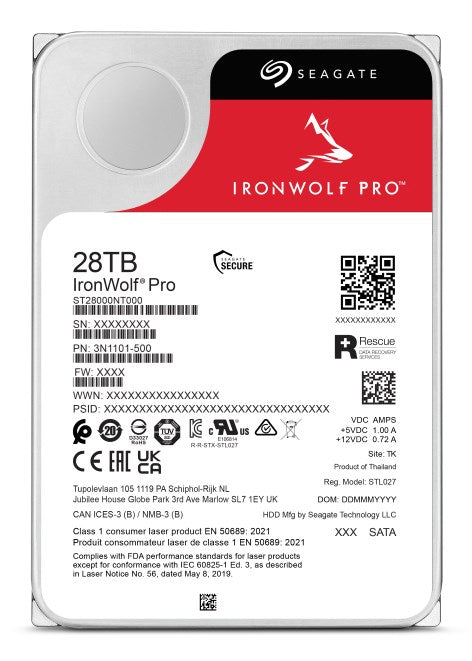 SEAGATE Ironwolf PRO Enterprise NAS HDD 28TB 7200rpm 6Gb/s SATA 256MB cache 8.9cm 3.5inch 24x7 for NAS RAID Rackmount systems BL
