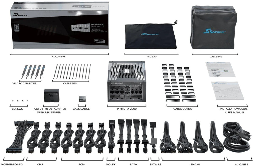 Power supply unit Seasonic PRIME PX 2200W 80+ Platinum, ATX 3.1 - Full Modular