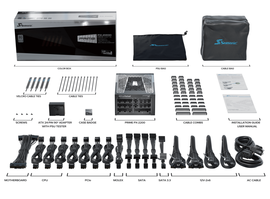 Power supply unit Seasonic PRIME PX 2200W 80+ Platinum, ATX 3.1 - Full Modular