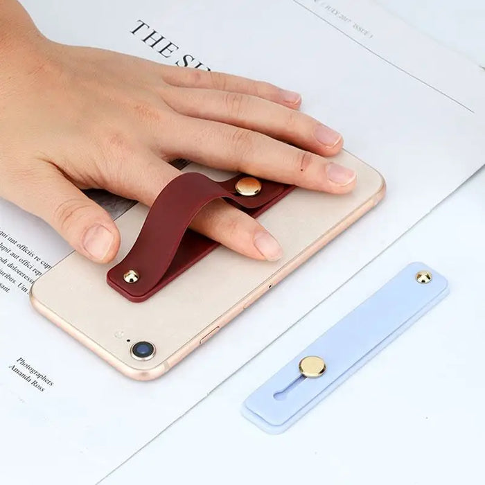 Self-adhesive finger holder with zipper - gray - Cell phone holders<<<HurtelXML