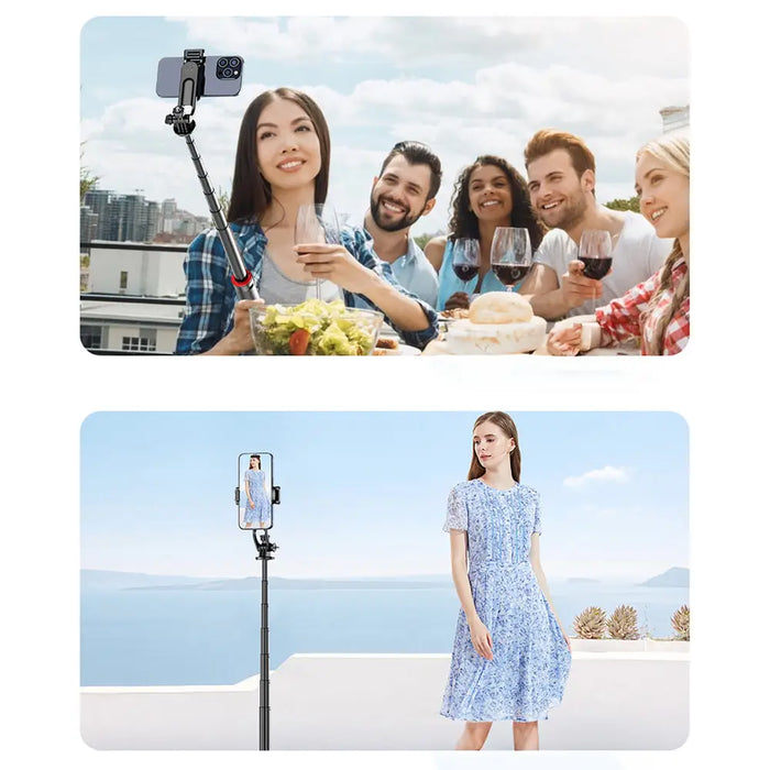 Selfie stick WC1Y2S 1.3m aluminum alloy telescopic tripod with phone holder - black - Photo accessories<<<HurtelXML