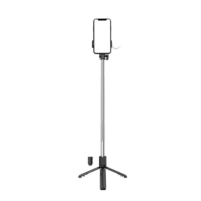 Selfie stick WH1YXS telescopic tripod 1m with round lamp and phone holder - black - Photo accessories<<<HurtelXML