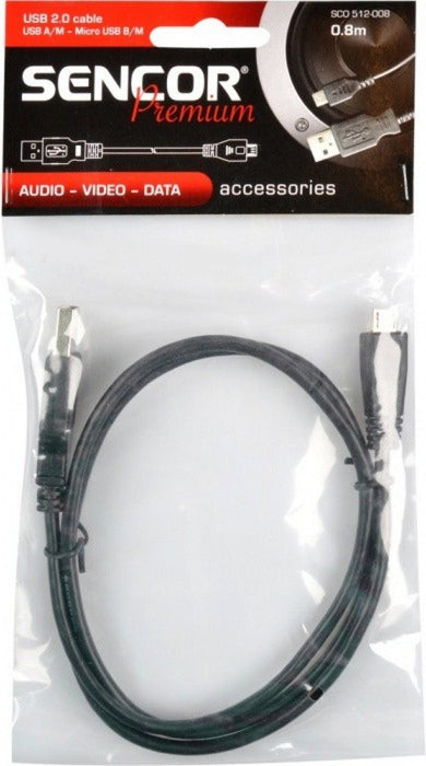 Cable Sencor SCO 512-008 USB A/M-Micro B 0.8m