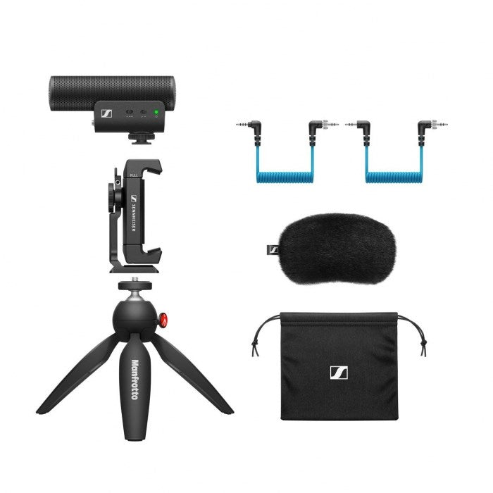Sennheiser MKE 400 Mobile Kit - condenser, supercardioid microphone with low-pass filter with Manfrotto tripod