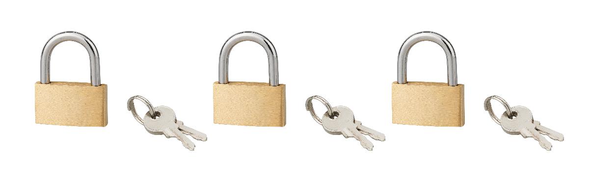 PADLOCK 30MM BRASS BASIC 3PCS.