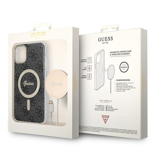 Set Guess GUBPN61H4EACSK Case + Charger iPhone 11 6.1’’ black/black hard case 4G Print MagSafe - Cell phone cases