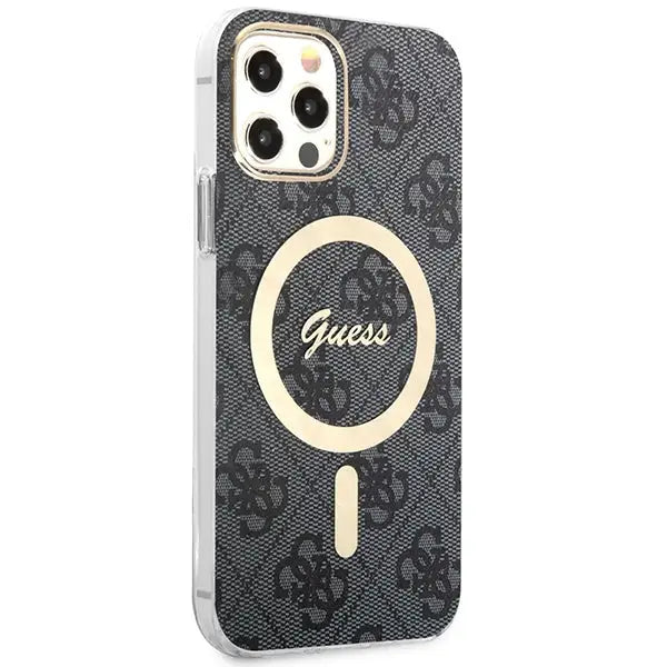 Set Guess GUBPP12MH4EACSK Case+ Charger iPhone 12/12 Pro black/black hard case 4G Print MagSafe - Cell phone cases