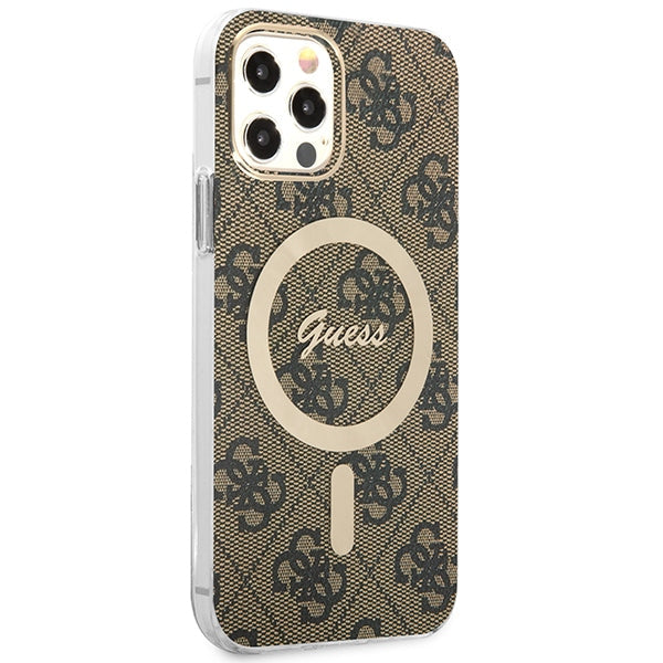 Set Guess GUBPP12MH4EACSW Case+ Charger iPhone 12/12 Pro brown/brown hard case 4G Print MagSafe - Cell phone cases