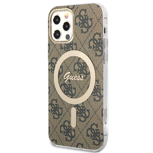 Set Guess GUBPP12MH4EACSW Case+ Charger iPhone 12/12 Pro brown/brown hard case 4G Print MagSafe - Cell phone cases