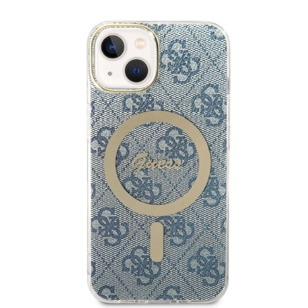 Set Guess GUBPP14MH4EACSB Case+ Charger iPhone 14 Plus 6.7’’ blue/blue hard case 4G Print MagSafe - Cell phone cases