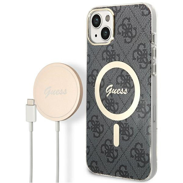 Set Guess GUBPP14MH4EACSK Case+ Charger iPhone 14 Plus 6.7’’ black/black hard case 4G Print MagSafe - Cell phone cases