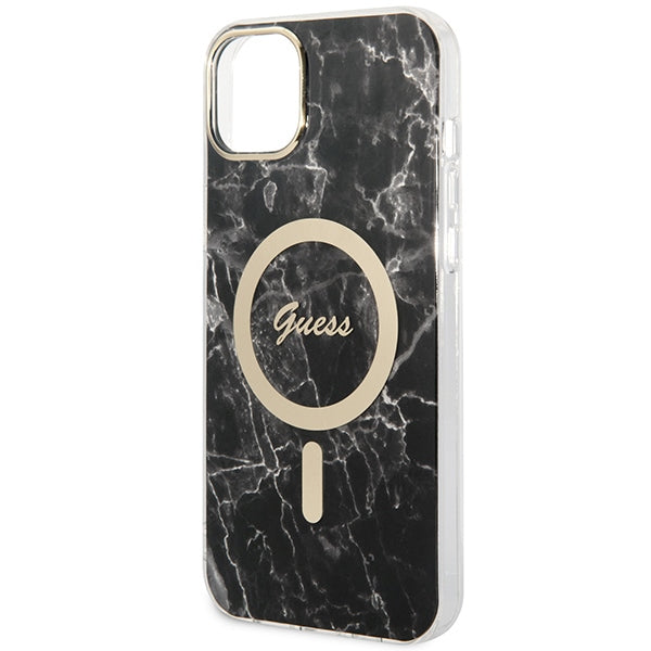 Set Guess GUBPP14MHMEACSK Case+ Charger iPhone 14 Plus 6.7’’ black/black hard case Marble MagSafe - Cell phone cases