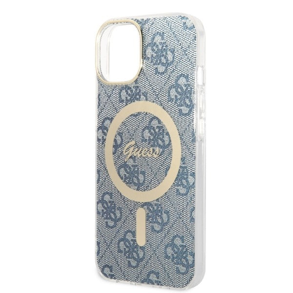Set Guess GUBPP14SH4EACSB Case+ Charger iPhone 14 6.1’’ blue/blue hard case 4G Print MagSafe - Cell phone cases