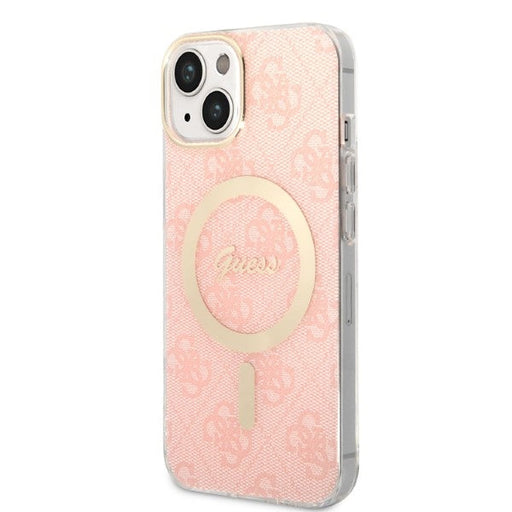 Set Guess GUBPP14SH4EACSP Case+ Charger iPhone 14 6.1’’ pink/pink hard case 4G Print MagSafe - Cell phone cases