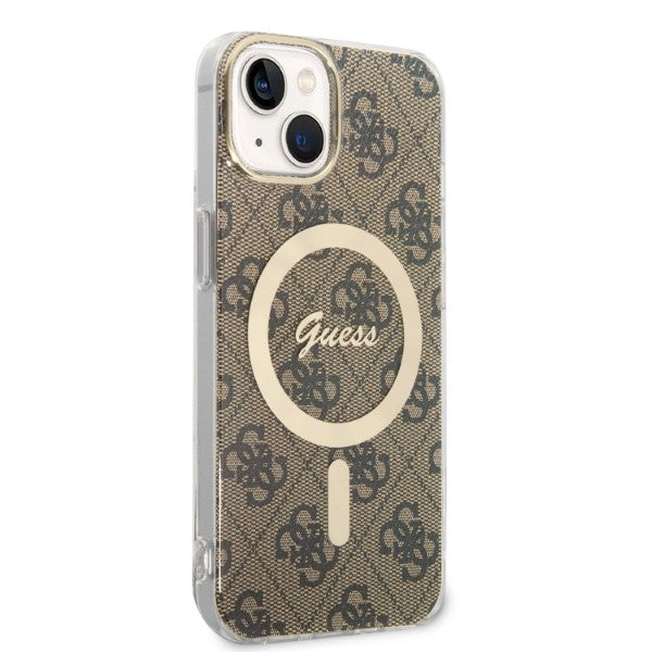 Set Guess GUBPP14SH4EACSW Case+ Charger iPhone 14 6.1’’ brown/brown hard case 4G Print MagSafe - Cell phone cases