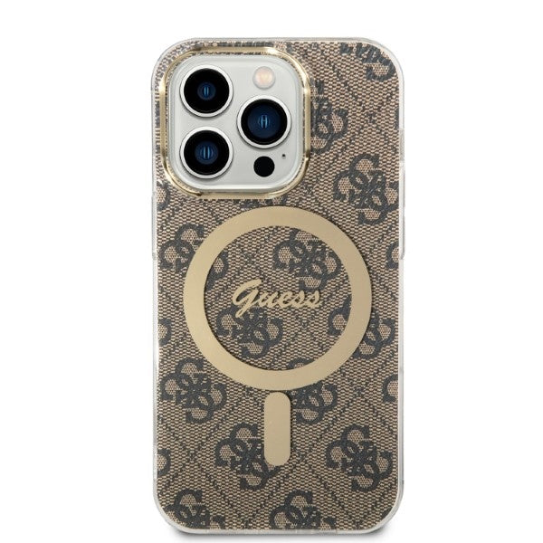 Set Guess GUBPP14XH4EACSW Case+ Charger iPhone 14 Pro Max 6.7’’ brown/brown hard case 4G Print MagSafe - Cell phone