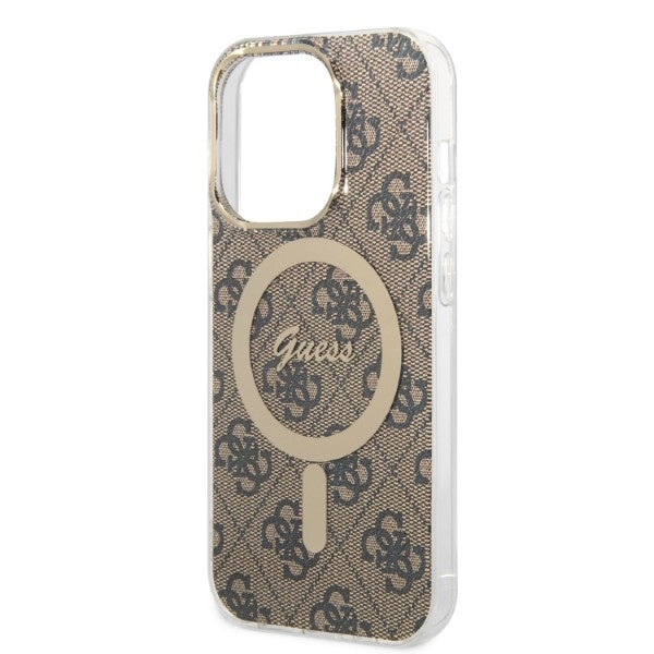 Set Guess GUBPP14XH4EACSW Case+ Charger iPhone 14 Pro Max 6.7’’ brown/brown hard case 4G Print MagSafe - Cell phone
