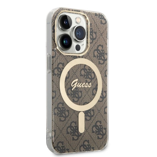 Set Guess GUBPP14XH4EACSW Case+ Charger iPhone 14 Pro Max 6.7’’ brown/brown hard case 4G Print MagSafe - Cell phone