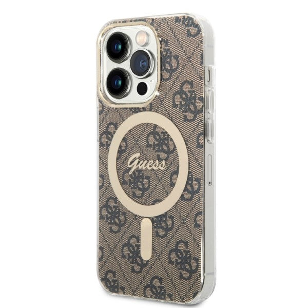 Set Guess GUBPP14XH4EACSW Case+ Charger iPhone 14 Pro Max 6.7’’ brown/brown hard case 4G Print MagSafe - Cell phone
