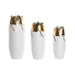 Set of 3 Vases Home ESPRIT White Golden Metal 21 x 21 x 55 cm (3 Pieces) - Декорация и Осветление<<<Дом