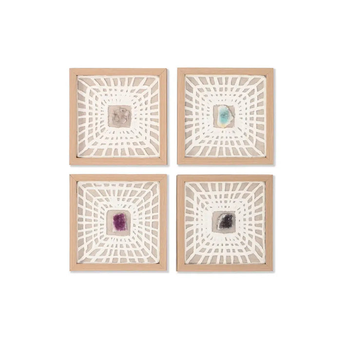 Set of 4 pictures Home ESPRIT Paper Crystal 22 x 2 x 22 cm - Декорация и Осветление<<<Дом Градина<<<BigBuy&&&Картини и