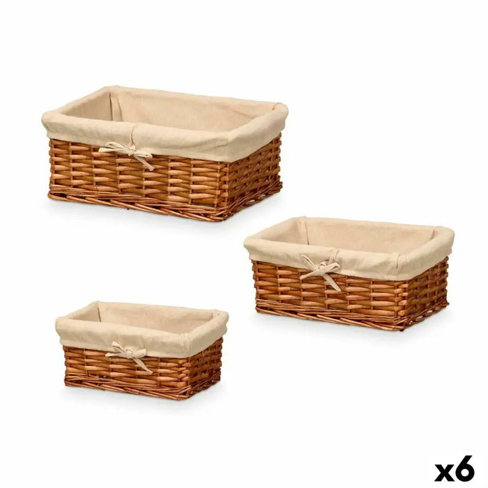 Set of Baskets Kipit Polyester wicker 50 % cotton 39 x 16,5 x 29 cm 3 Pieces - Баня<<<Дом Градина<<<BigBuy&&&Аксесоари