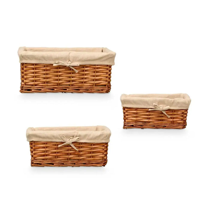 Set of Baskets Kipit Polyester wicker 50 % cotton 39 x 16,5 x 29 cm 3 Pieces - Баня<<<Дом Градина<<<BigBuy&&&Аксесоари
