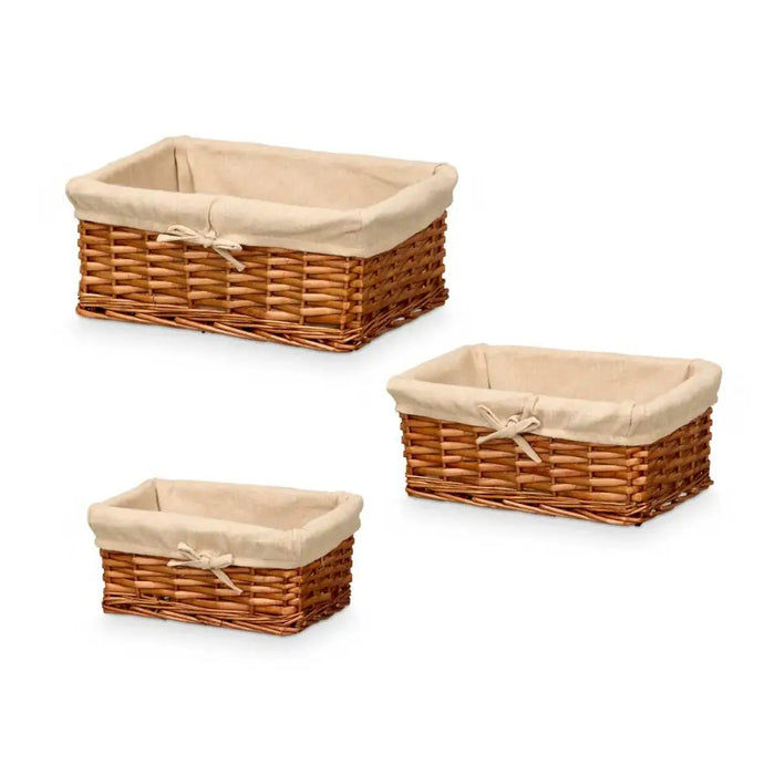 Set of Baskets Kipit Polyester wicker 50 % cotton 39 x 16,5 x 29 cm 3 Pieces - Баня<<<Дом Градина<<<BigBuy&&&Аксесоари