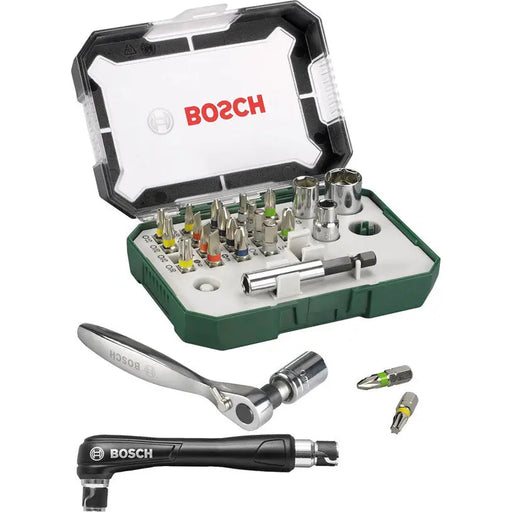 SET OF BITS RATCHET AND CORNER ATTACHMENT BOSCH - Битове и накрайници<<<Консумативи за електроинструменти<<<Инструменти
