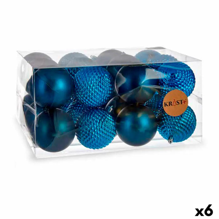 Set of Christmas balls Krist+ Blue Plastic Ø 8 cm (6 Units) - Декорация и Осветление<<<Дом Градина<<<BigBuy&&&Коледни