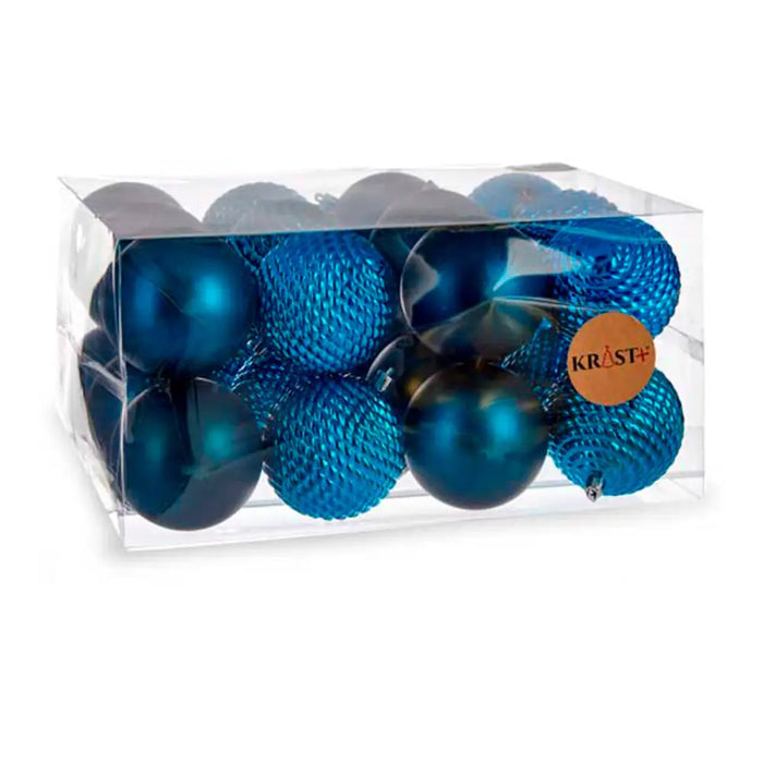 Set of Christmas balls Krist+ Blue Plastic Ø 8 cm (6 Units) - Декорация и Осветление<<<Дом Градина<<<BigBuy&&&Коледни