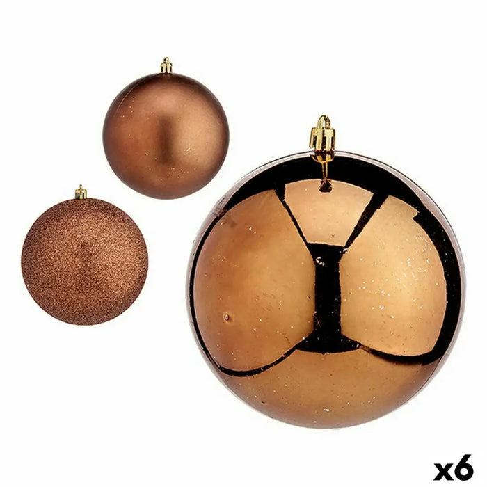 Set of Christmas balls Krist+ Brown Plastic (6 Units) - Декорация и Осветление<<<Дом Градина<<<BigBuy&&&Коледни