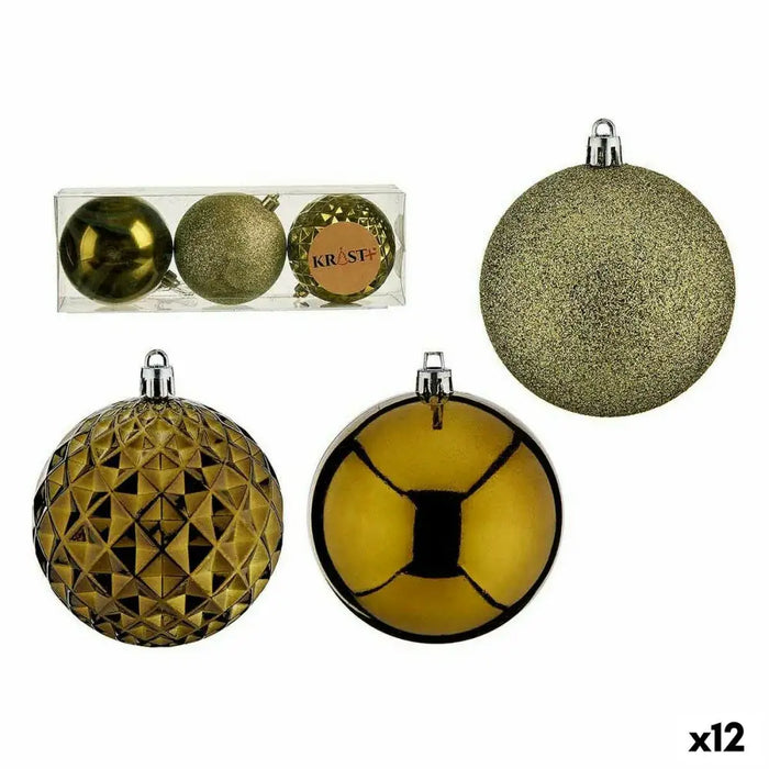 Set of Christmas balls Krist+ Green PVC Ø 8 cm (12 Units) - Декорация и Осветление<<<Дом Градина<<<BigBuy&&&Коледни